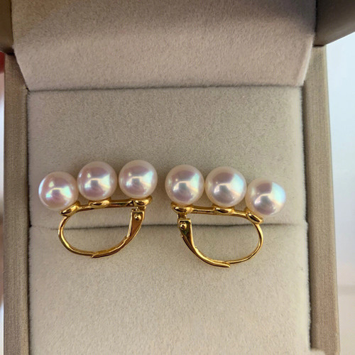 复古贵气三颗珍珠法式耳环气质