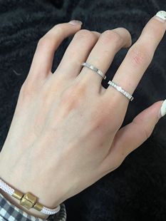 银色素圈不掉色戒指女指环轻奢小众高级感冷淡风韩系装饰食指戒