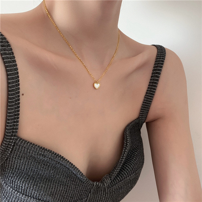 微醺雪后~白色风暴爱心项链气质毛衣链纯白色百搭款气质小明星