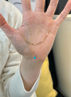 双层显白小蓝石头项链
