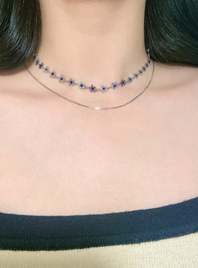 显白小花花天然石串珠叠戴项链轻奢小众高级感锁骨链夏季百搭颈链