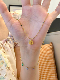 有氧呼吸~龟背竹项链金色气质风活力少女不掉色礼物轻奢高级爆款