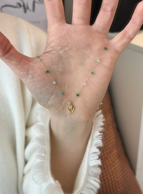 慵懒随性绿色郁金香项链颈链