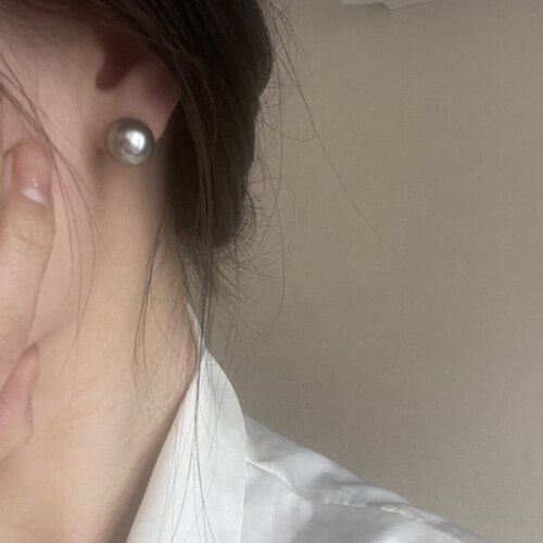 显白仿真大溪地灰珍珠耳钉