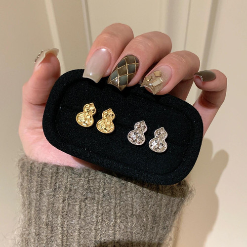 「发财葫芦」新年鱼鳞耳钉女小巧金色银色大方轻奢小众高级感耳环