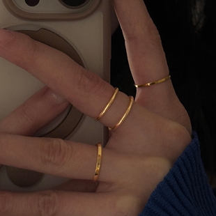 老钱又显白!叠搭不撞款有品位不掉色仿真金贵气千金戒指组合食指