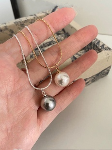 好事成双～一颗圆润大珍珠项链小众毛衣链贵气感奶油色网红不掉色