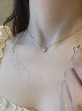 清新单钻叠戴原创礼物水滴项链