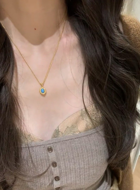 有点魔力~珠宝系列罗马旧事 浅蓝蓝宝石吊坠项链毛衣链显白贵气感