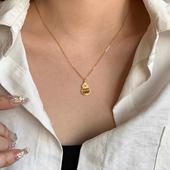 中国民族风福字如意算盘葫芦项链个性 珠子可活动女士钛钢锁骨链