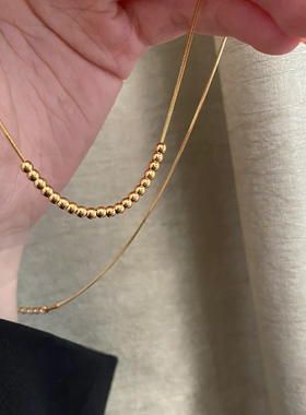 灵动时髦碎金珠珠项链