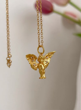 爱神丘比特神秘小天使可爱减龄仿黄金质感轻奢大方精致毛衣链项链