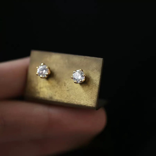 精致!耳钉白金耳饰通体纯银单钻石男女耳骨钉螺丝免摘高级感耳环