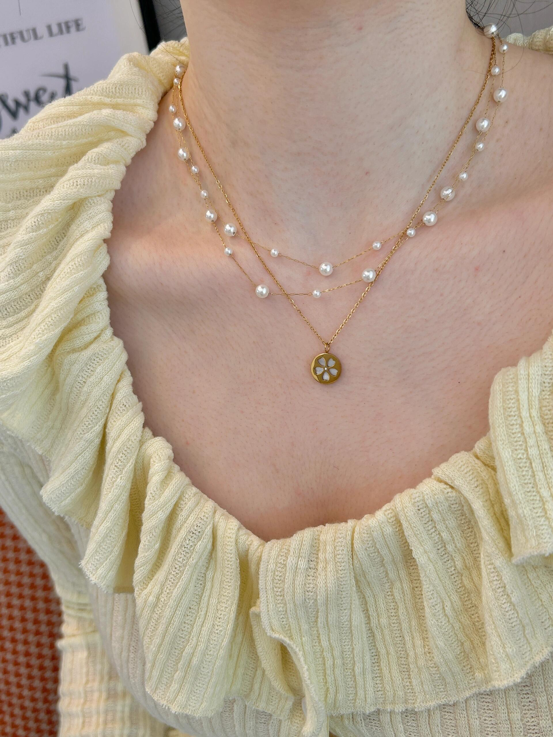 南法感浪漫有品位设计有质感叠带珍珠项链轻奢大方高级气质感项链