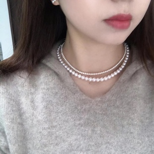 沉甸甸～做工复杂～富贵感拉满～看着非常有钱双层亮光珍珠项链