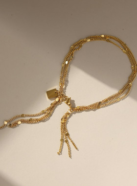 轻奢多层包金湖光掠影手链气质