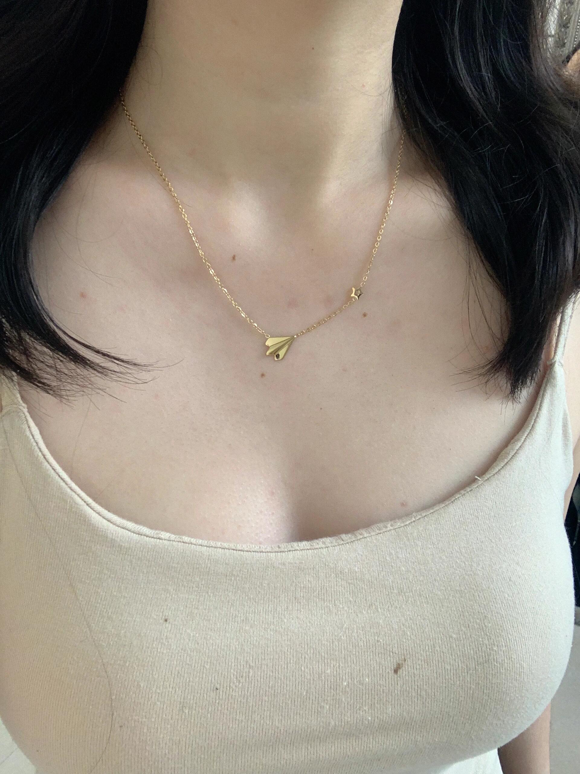 追梦人纸飞机五角星项链轻奢