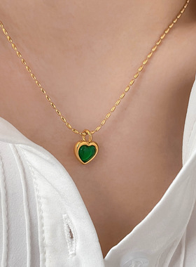 祖母绿桃心项链意大利浪漫