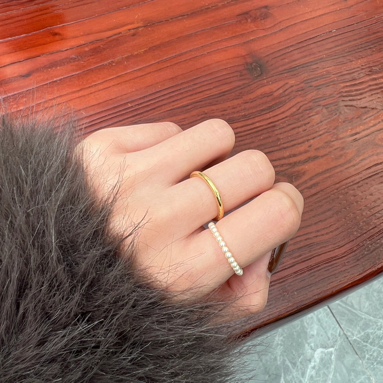 有点小心思～组合珍珠戒指