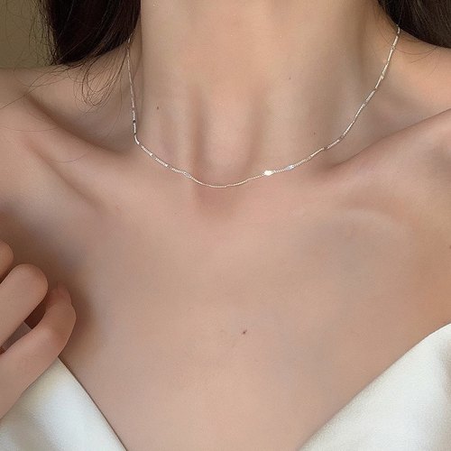 万年百搭超细银色博主项链锁骨链