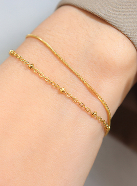 双层细闪幸运小金珠手链