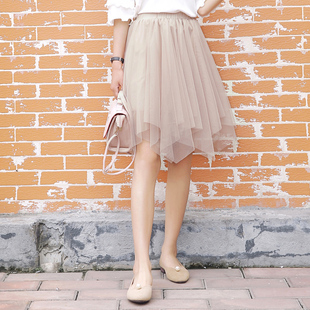 春夏新款 网纱半身裙a字1959 不规则仙女蓬蓬裙短款