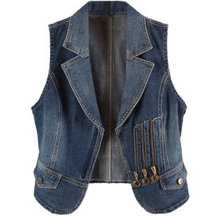 牛仔马甲女短款显瘦韩版夏新款春秋无袖外套背心西装领拉链马夹潮