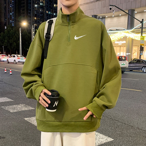 耐克顿半拉链卫衣男士春秋款潮流ins长袖t恤青少年宽松上衣打底衫