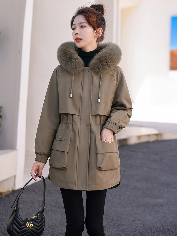 여성을 위한 하이 엔드 플러스 벨벳 오버코트 코튼 코트 2024 겨울 신식 유럽 스타일 연령 감소 기질 느슨한 두꺼운 코튼 코트