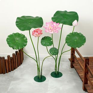 仿真花荷花荷叶水池装饰布置假荷花叶造景表演舞台演出拍照道具
