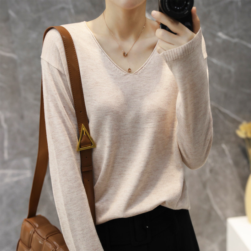 古号国际圆领针织毛衫女2020秋冬新短款纯色宽松毛衣女打底针织衫