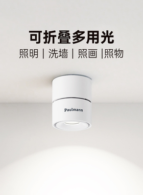 德国柏曼护眼明装射灯折叠可调角度无主灯客厅玄关照画防眩筒灯具