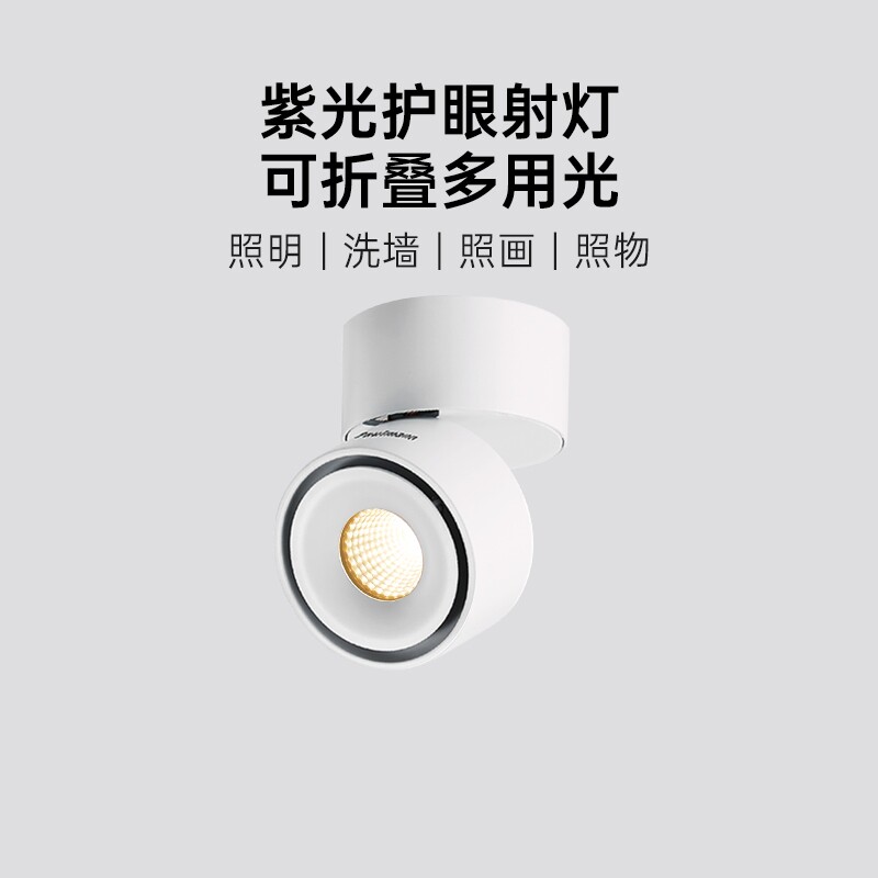 德国柏曼护眼明装射灯折叠可调角度无主灯玄关过道照画防眩筒灯具