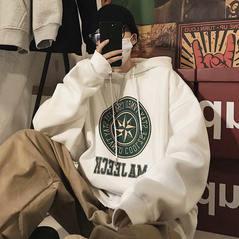 卫衣男连帽春秋季潮牌宽松2021新款ins港风高街潮流秋冬加绒外套