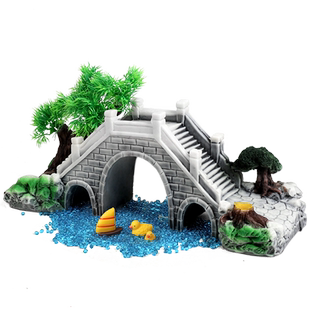 鱼缸水族箱造景装饰品摆件拱形桥工艺品鱼缸假山亭子石桥造景小桥