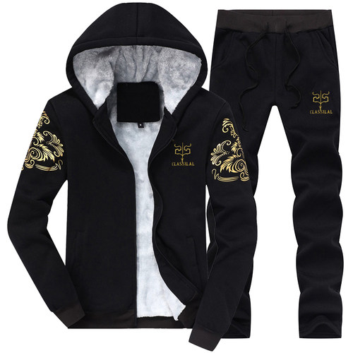 加绒加厚衣服裤子运动套装两件套