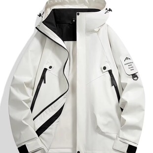 春秋冲锋衣男女同款户外连帽运动2026新款防风登山服潮牌