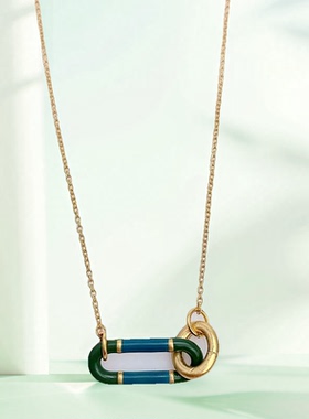 小众轻奢ks2025新款好运幸运双环素金哑光金简约个性百搭短款项链