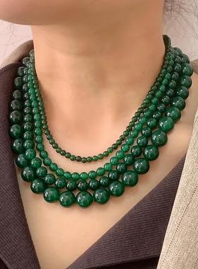 小众轻奢玛瑙串珠叠戴树叶项链