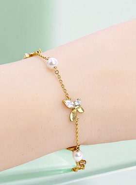 饰品珍珠蝴蝶多坠手链手环
