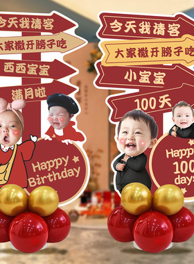 宝宝百日宴迎宾牌kt板定制周岁满月生日人形立牌氛围装饰场景布置