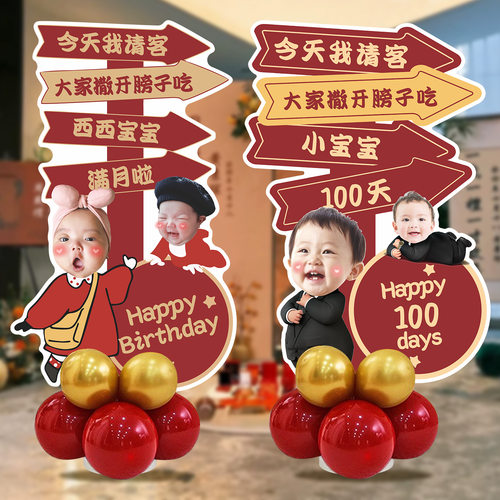宝宝百日宴迎宾牌kt板定制周岁满月生日人形立牌氛围装饰场景布置