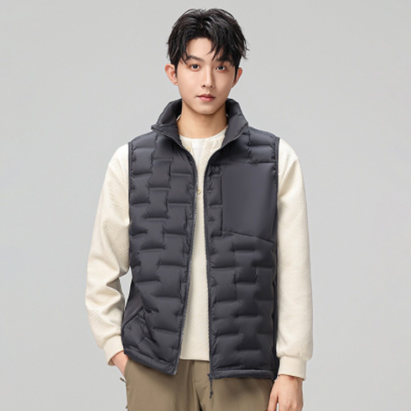 KORAMAN 深灰色羽绒服男 90白鸭绒加厚保暖 冬季