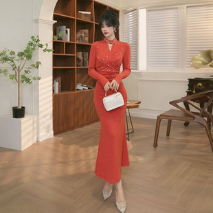 女装 轻熟风气质V领收腰连衣裙80382 新款 秋装