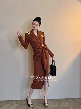 【十六原创】小众设计师名媛修身秋冬轻奢时尚显瘦长裙51221