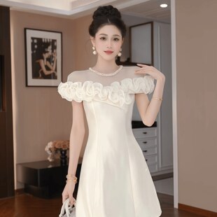 22063 小众花朵拼接设计感独特裙子 富家千金感连衣裙女高级感夏季