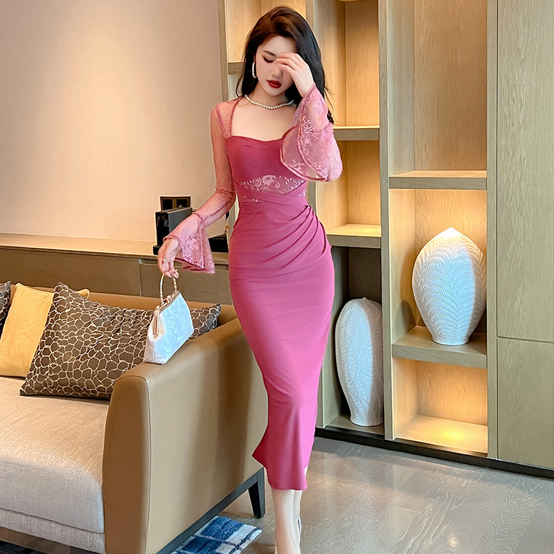 20866秋季新款内搭连衣裙女法式气质修身包臀裙敬酒服订婚礼服裙