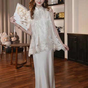 气质国风盘扣清冷禅意知性松紧腰两件套裙子 设计师新款 45550 夏季