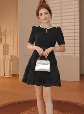 65607 高端精致黑色连衣裙女2026新款夏季特别漂亮party礼服裙子