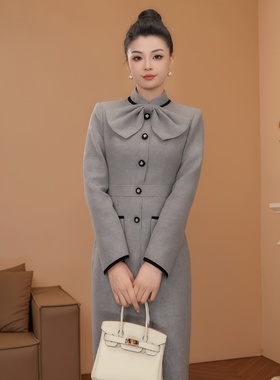 61604 法式气质连衣裙长袖轻奢小众名媛显瘦连衣裙秋冬时尚优雅风